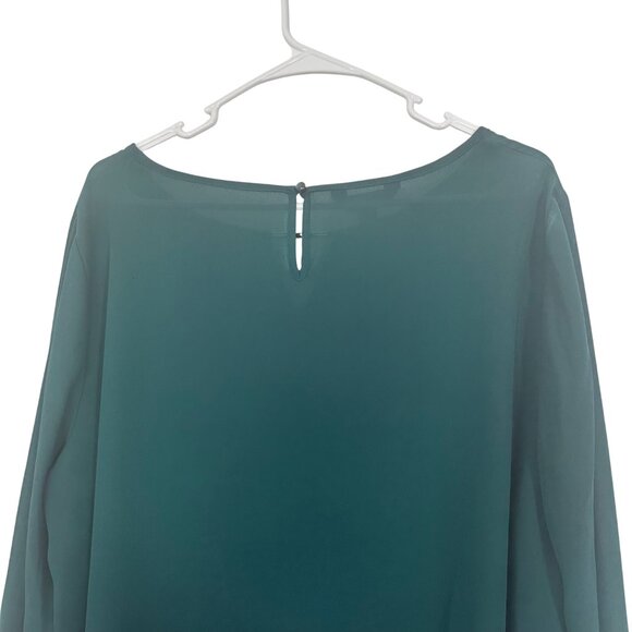 Apt. 9 Womens Long-Sleeve Blouse SZ XL Green Keyhole Neck Lightweight Polyester - Picture 12 of 12